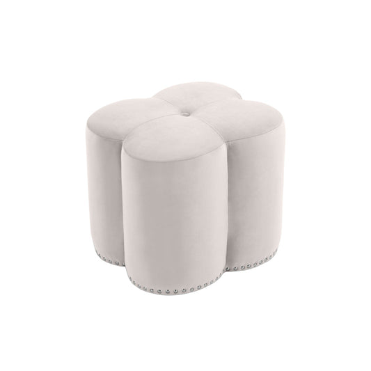Cream Velvet Clover Ottoman