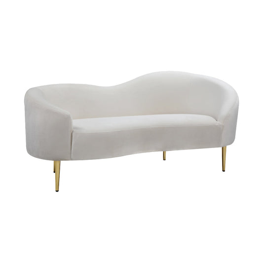 Cream Velvet Indent Sofa