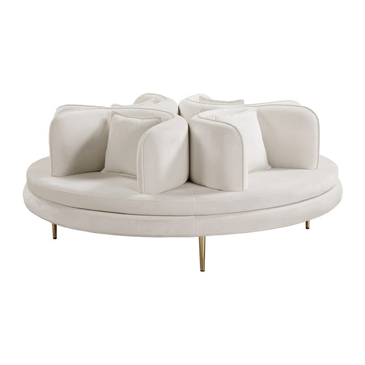 Cream Velvet 4 Seater Lounge Chair