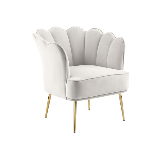 Cream Velvet Scalloped Lounge Chair
