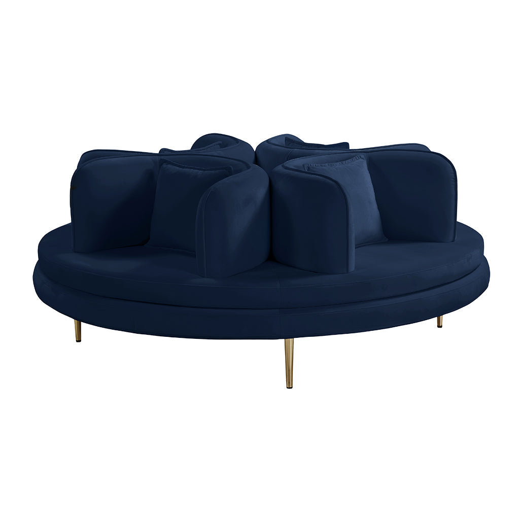 Navy Velvet 4 Seater Lounge Chair