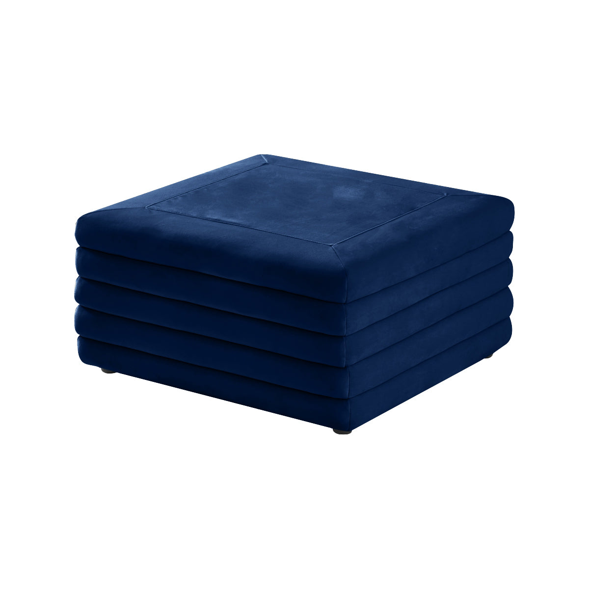 Navy Velvet Square Ottoman