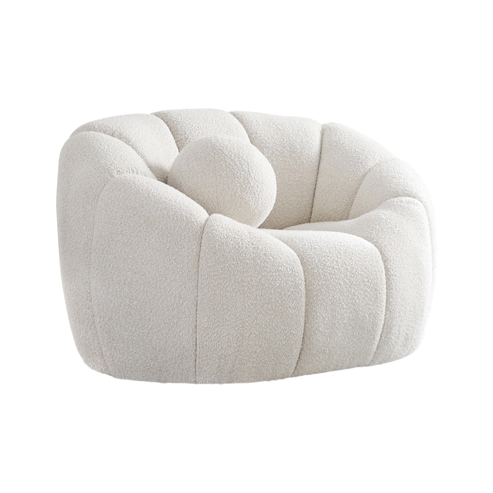 White Boucle Lounge Chair