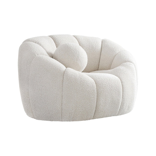 White Boucle Lounge Chair