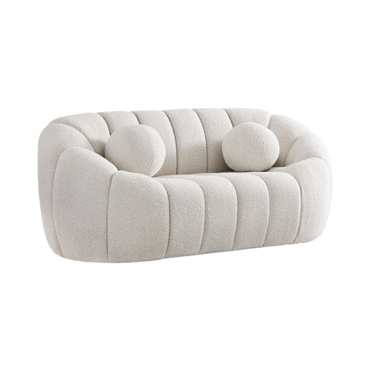 White Boucle Loveseat