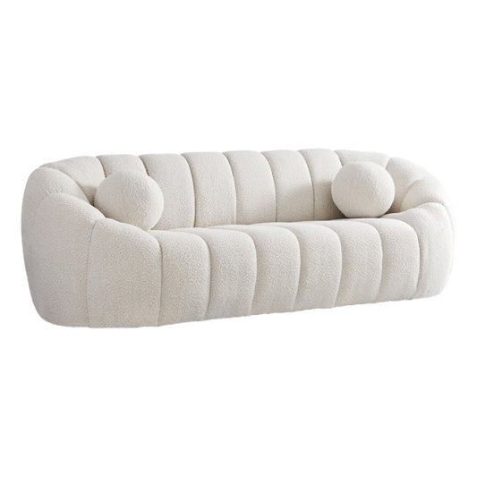 White Boucle Sofa