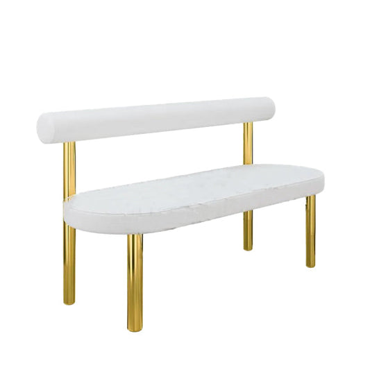 White Velvet Gold Cylinder Bench