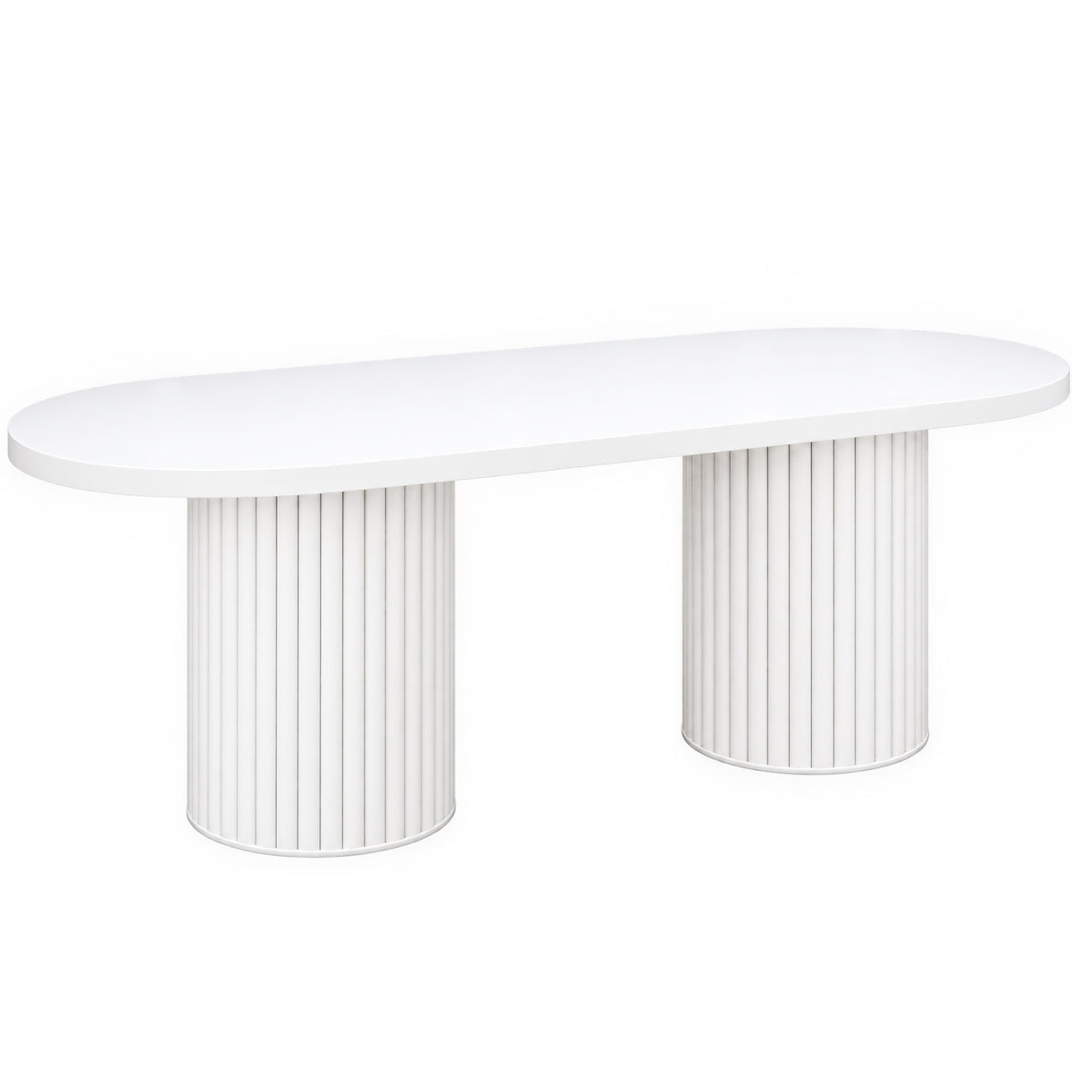 White Fluted Oval Dining Table