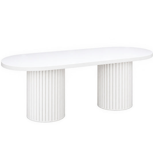White Fluted Oval Dining Table