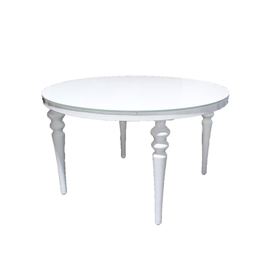 White Glass Top Round Table